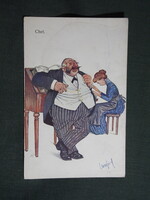 Képeslap,Zsidó, Judaica postatörténet,artist,grafikai,művészet, Chef, antiszemita filmszereplő,1910-