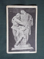 Képeslap,Trianon, Irredenta,Csonka Magyarország,szobor Észak,Védőliga szövetség kiadás,1930-