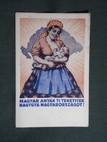 Képeslap,Trianon,Irredenta,grafika,Amerikai vöröskereszt,csecsemővédő,szoptatási propaganda,1930-