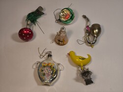 Régi üveg karácsonyfadísz 6db