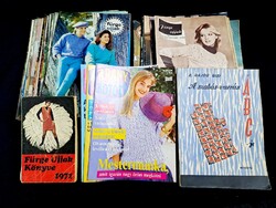 Régi kézimunka újságok, magazinok, könyvek: Fürge ujjak 54 db, Arany kötőtű 3 db, könyv 2 db