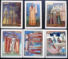 R2856-61 / Románia 1970 Freskók bélyegsor postatiszta