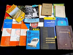 Régi kresz könyvek, térképek, utazási kiadványok, kb 30 db
