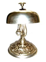 Káprázatos antik ezüstözött hotelcsengő inashívó harang kastélyba, szállóba..