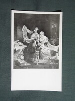Postcard, agricultural cooperative product presentation, Mihály Zichy, Bernard Palissy painting, 1950-