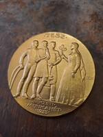 BERÁN LAJOS : TESZ ÉREM 1933 ARANYOZOTT BRONZ