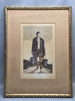 Rudnay Gyula : Vízhordó - színes rézkarc