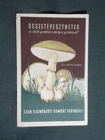 Postcard, Just check the mushroom, This is a deadly poisonous mushroom, 1950-