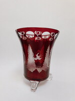 Egermann rubinvörös háromlábú váza