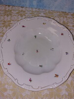 Zsolnay szép virágos arany szélű, barokkos mély tányér, 1db