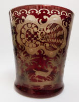 Egermann rubinvörös pohár  - vadászati téma