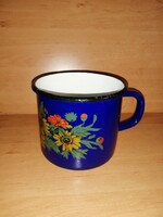 Nagy méretű virágmintás fém bögre (27/d)