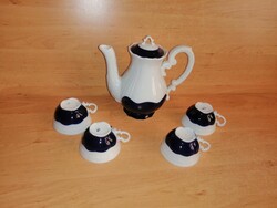 Zsolnay Pompadour alapmázas porcelán kávékiöntő 4 db csészével (27/d)
