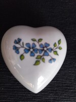 Zsolnay szív alakú, virág mintás, aranyozott ékszertartó, jelzett,  ritka