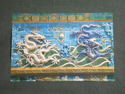 Képeslap,Kína,Peking,Beihai park,sárkány motívum látkép,részlet,1980-
