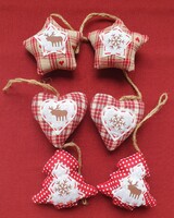 6db karácsonyi akasztható dísz dekoráció csillag szív fenyőfa