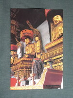 Képeslap,Kína,Changzhou,Lingyin templom,Mahavira Csarnok,buddhista szobrok látkép,részlet,1980-