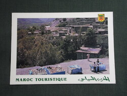 Képeslap,Afrika,Marokkó,Ourika-völgy,Berber falu látkép,részlet, 1990-
