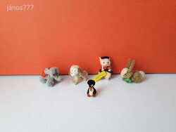 Vintage MINI retro kabala állat figura csomag 5 db-os ! Kutya + Nyuszi + Malac + Elefánt + Malac