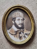 Kossuth Lajos kézzel festett mini portré