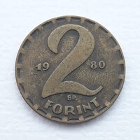 2 Forint 1980 érme, réz fémpénz - Magyarország 2 Forint 1980 pénzérme