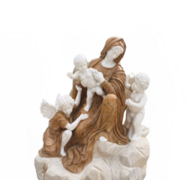 Szűz Mária a gyermek Jézussal  és Angyallal, szakrális márványszobor,szent szobor, vallásos téma