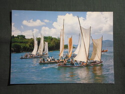 Képeslap,Dél Amerika,Karib tenger,Martinique sziget,vitorlás hajó verseny látkép,részlet,1980-