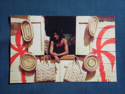 Képeslap,Közép Amerika,Karib tenger,Dominikai köztársaság,rezervátum,kosárfonó indián,1980-