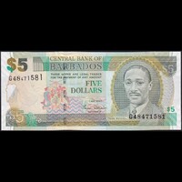 Barbados 5 Dollars 2007 P-67a UNC