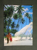 Képeslap,Tahiti sziget,Francia Polinézia,halász látkép,részlet,1980-