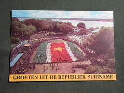 Képeslap,Dél Amerika,Suriname,Holland Guyana,Paramaribo,ünnep,fesztivál,nemzeti zászló,1980-