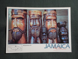 Képeslap,Közép Amerika,Jamaica,Rastafarian Art,népművészet,fafaragás,1980-