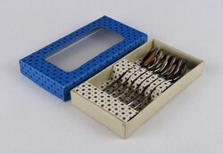 1W900 Régi ezüstözött lengyel kávéskanál készlet eredeti dobozában 6 darab