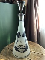 Antik Jugendstil kézzel festett üveg karaffa