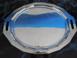 Silver Art Deco Tray with Glass Insert 1986 g