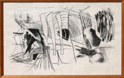 Topor András: Ősz (litográfia) számozott, aláírt grafika