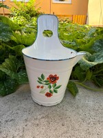 Budafoki virágos  Rocska , sajtár zsétár fejővödör vödör  nosztalgia, dísznek ,gyűjtői darab