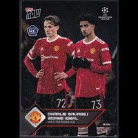 Topps NOW UCL #099 Charlie Savage / Zidane Iqbal (RC) Rookie Card - Manchester United