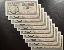 *** 10 db UNC sorszámkövető 1981-es 500 dínár ***