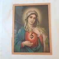 Antik Szűz Mária nyomat üveglap alatt /falra akasztható/