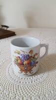 Régi cseh,gyümölcskosár mintás porcelán bögre