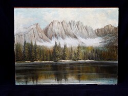 Bert Fenzl: Alpesi táj,   60x80 cm-es kiváló olaj festmény, keret nélkül (!)