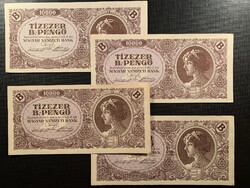 ***  4 db aUNC/hajtatlan 10.000-B pengő ***
