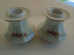 Single-station flower-patterned gold-plated porcelain candle holder pair, flawless, flora alpina