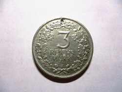 Német Weimar-i Köztársaság,1925 ezüst 3 márka, VF/XF