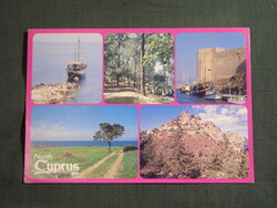 Képeslap,Cyprus,Ciprus,erőd,vár,kikötő látkép,részlet,1990-