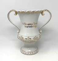 Zsolnay füles porcelán kupa, serleg, váza -A Fővárosi Tanács Tiszteletdíja-  (25cm) RZ