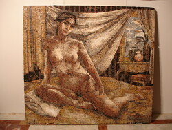 Női akt mozaikkép, márványmozaik, kő mozaik kép, gránit kőintarzia