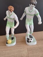 Hollóházi porcelán Fradi labdarúgó páros szobor Albert és Varga