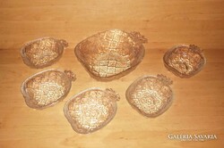 Régi ananász formájú üveg kompótos kínáló készlet 1+5 db (sz)